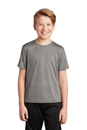 Sport-Tek Youth Contender Heather Moisture Wicking Short Sleeve Crewneck T-Shirt - Heather Vintage Grey