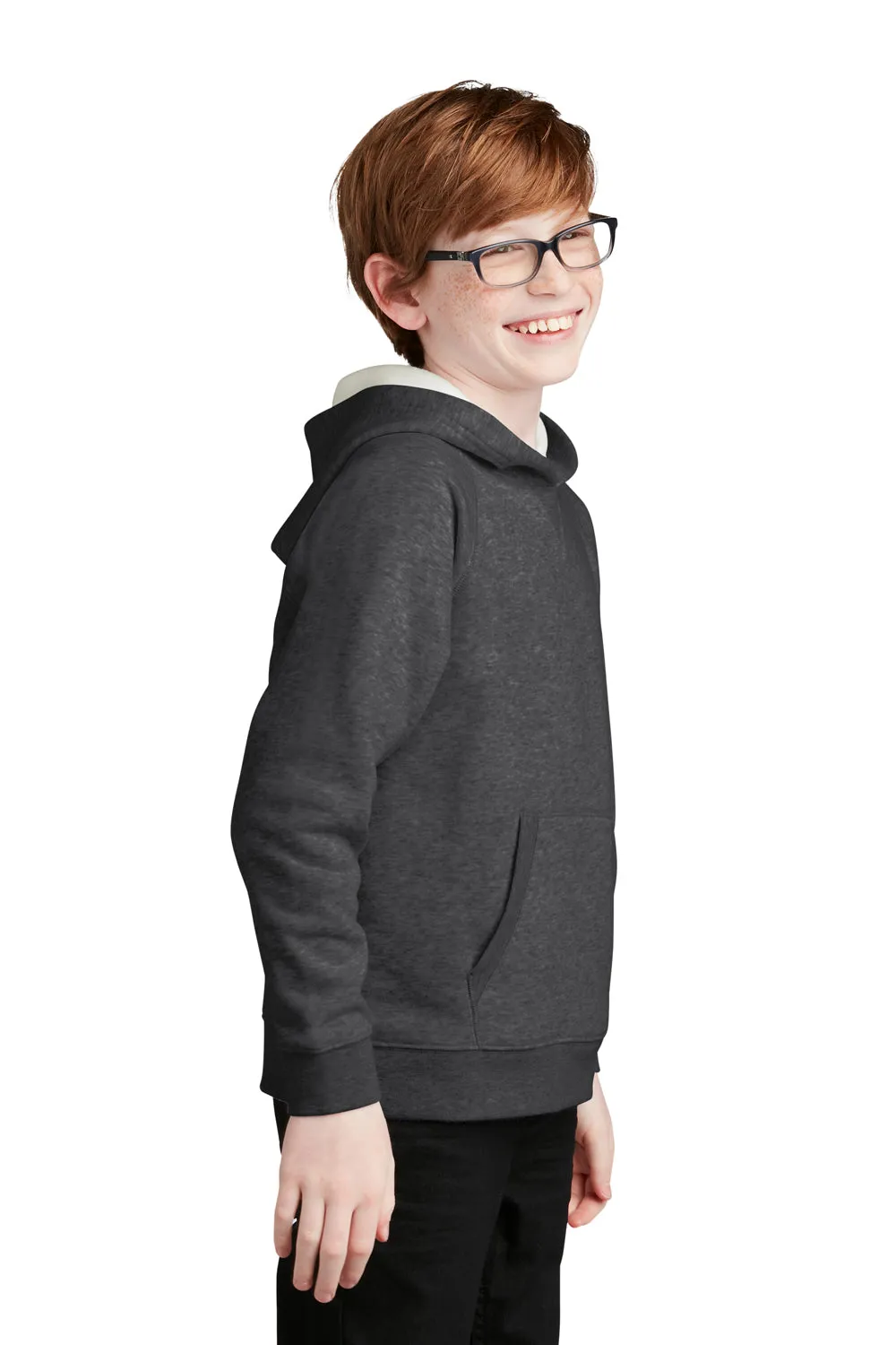Sport-Tek Youth Drive Fleece Hooded Sweatshirt Hoodie w/ Pouch Pocket - Heather Graphite Grey