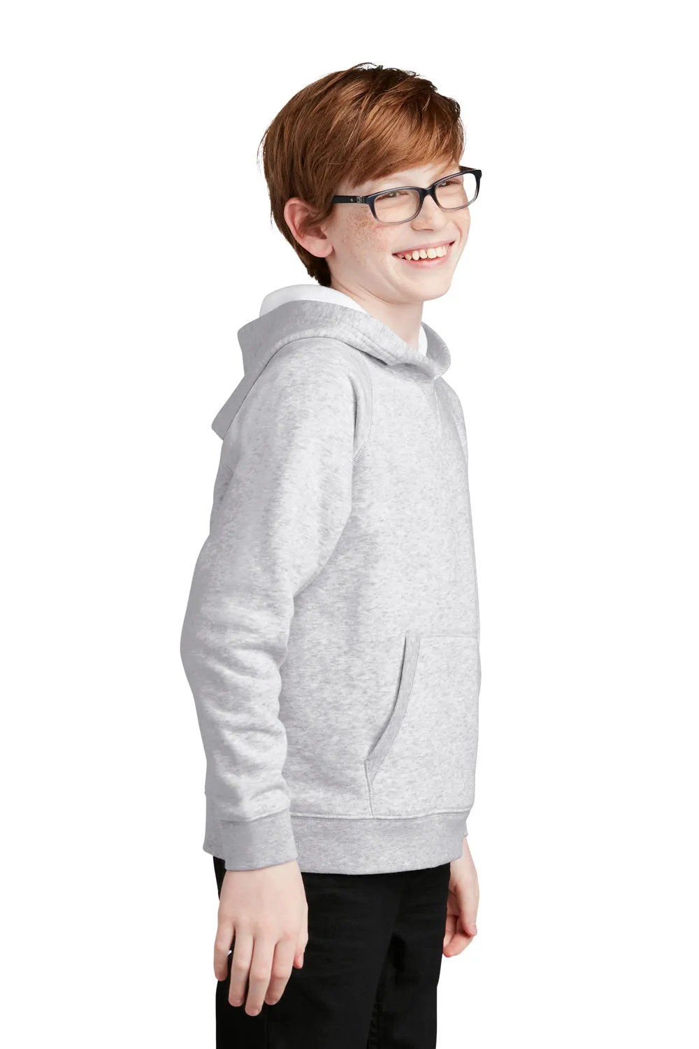 Sport-Tek Youth Drive Fleece Hooded Sweatshirt Hoodie w/ Pouch Pocket - Heather Grey