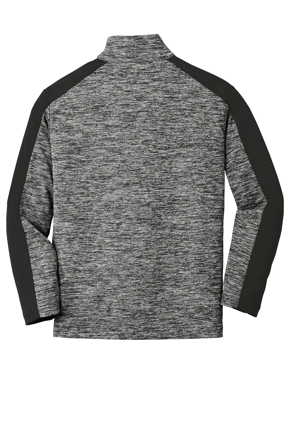 Sport-Tek Youth Electric Heather Moisture Wicking 1/4 Zip Sweatshirt - Black Electric/Black