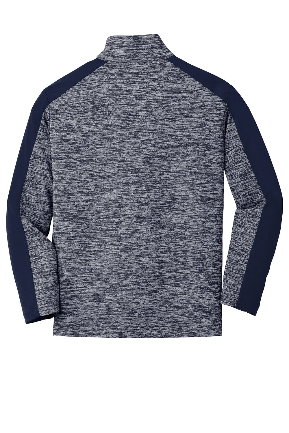 Sport-Tek Youth Electric Heather Moisture Wicking 1/4 Zip Sweatshirt - True Navy Blue Electric/True Navy Blue