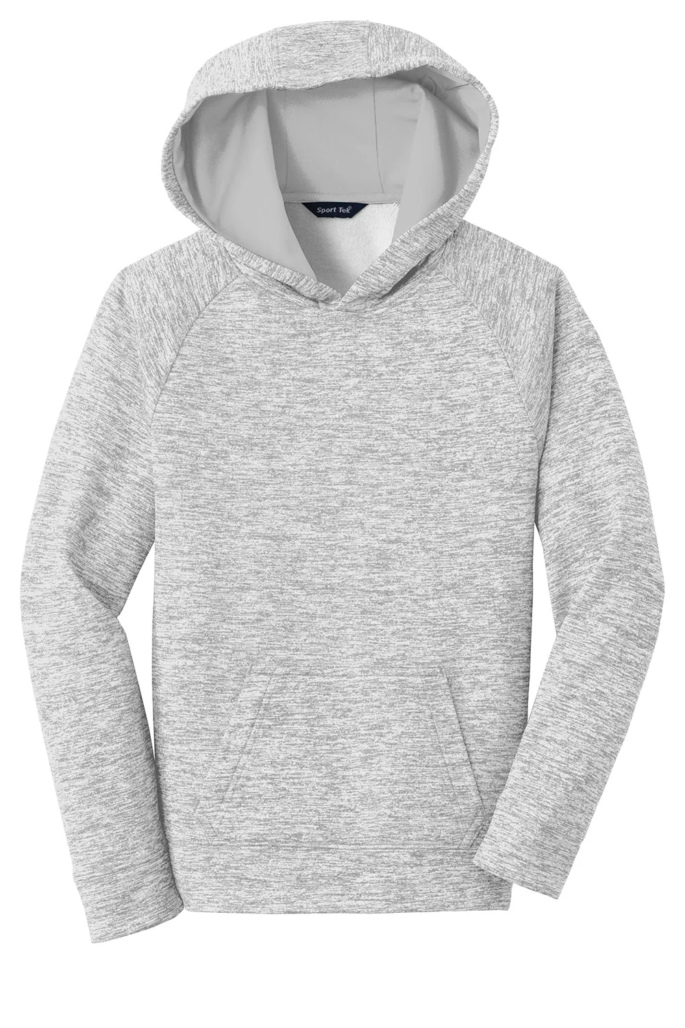 Sport-Tek Youth Electric Heather Moisture Wicking Fleece Hooded Sweatshirt Hoodie w/ Pouch Pocket - Silver Grey Electric