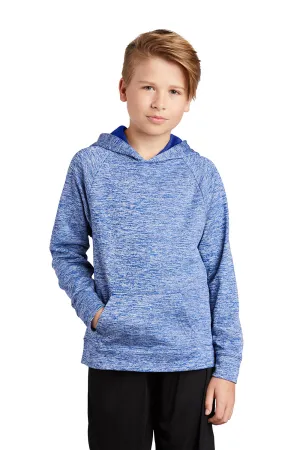Sport-Tek Youth Electric Heather Moisture Wicking Fleece Hooded Sweatshirt Hoodie w/ Pouch Pocket - True Royal Blue Electric