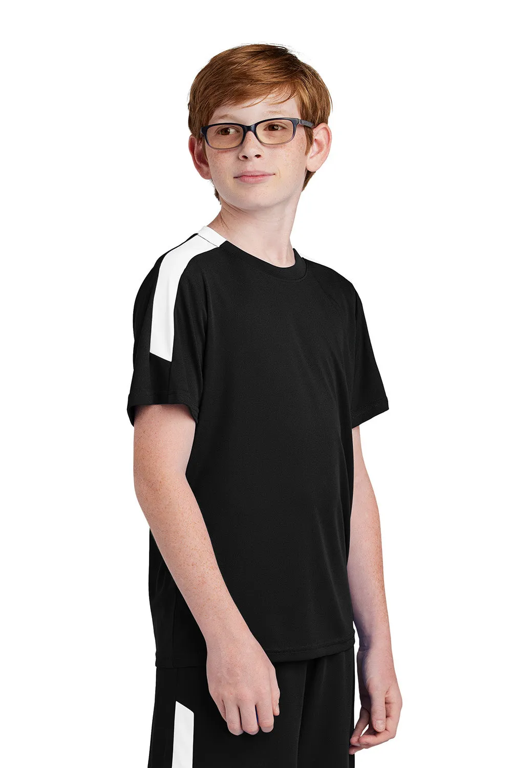 Sport-Tek Youth Moisture Wicking Competitor United Short Sleeve Crewneck T-Shirt - Black/White