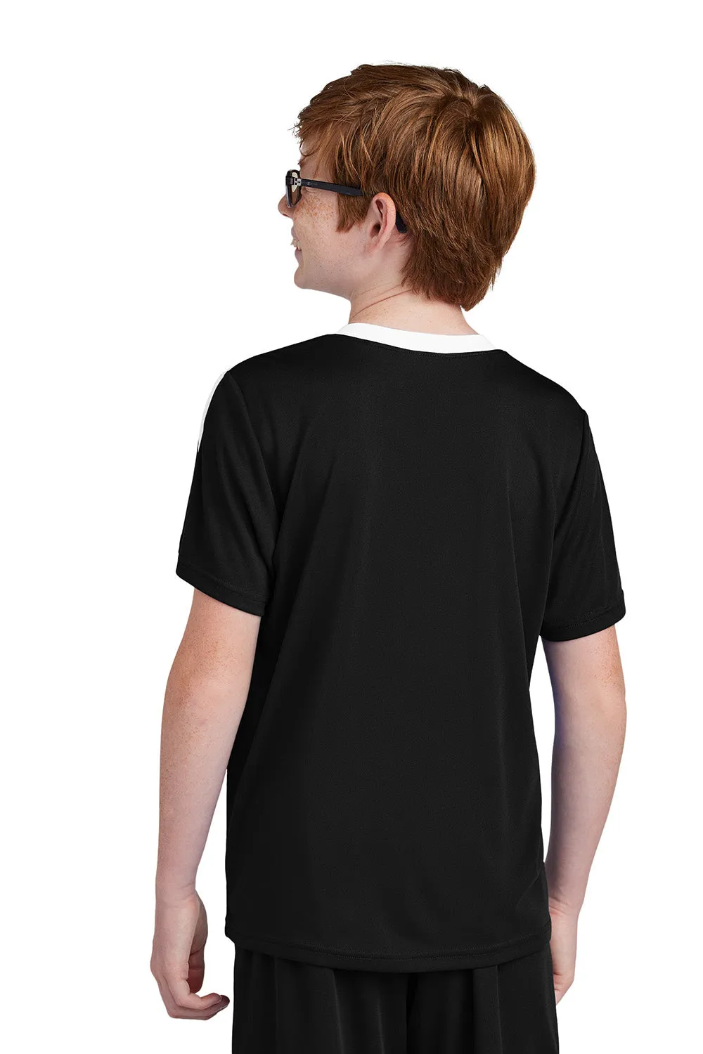 Sport-Tek Youth Moisture Wicking Competitor United Short Sleeve Crewneck T-Shirt - Black/White