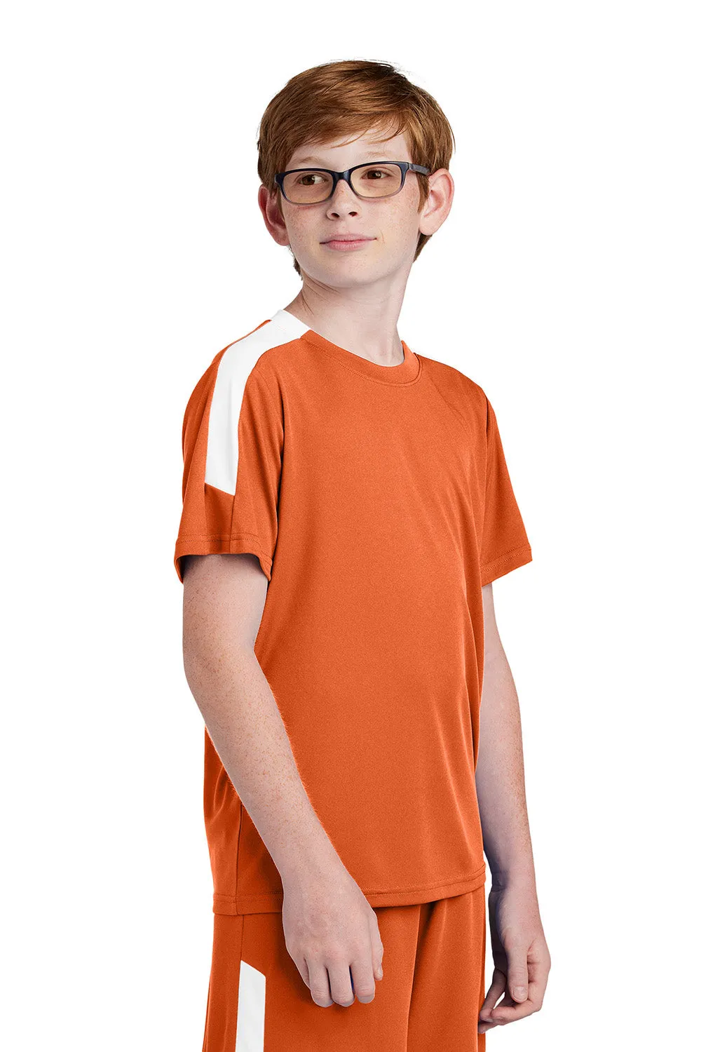 Sport-Tek Youth Moisture Wicking Competitor United Short Sleeve Crewneck T-Shirt - Deep Orange/White