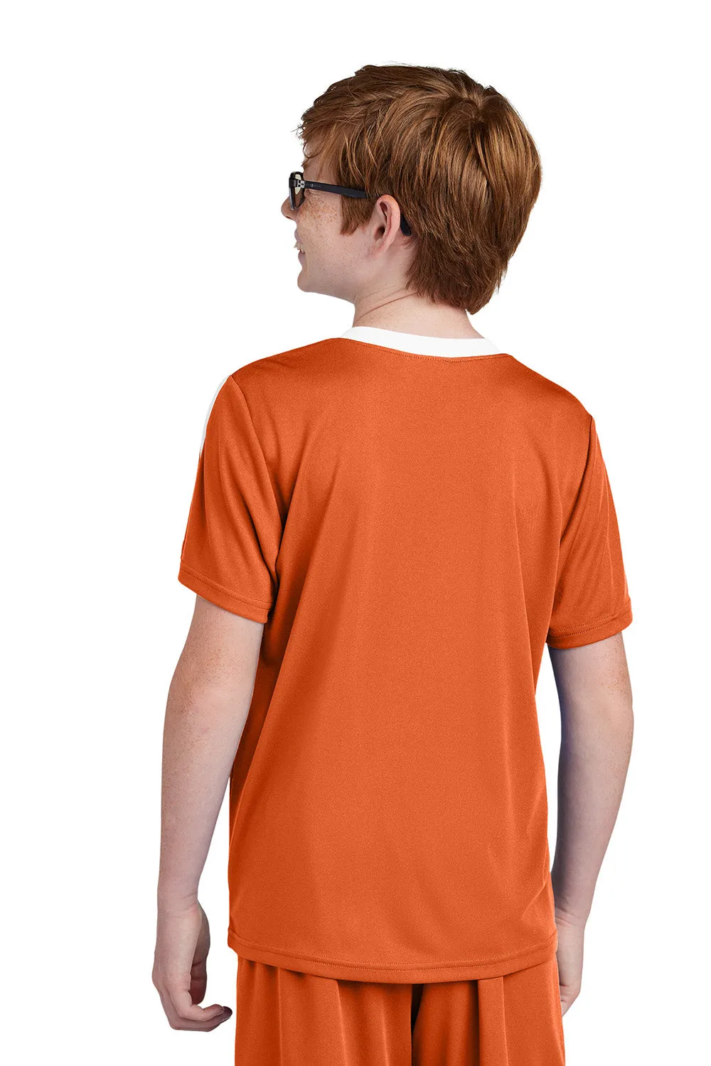 Sport-Tek Youth Moisture Wicking Competitor United Short Sleeve Crewneck T-Shirt - Deep Orange/White