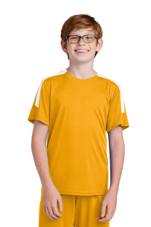 Sport-Tek Youth Moisture Wicking Competitor United Short Sleeve Crewneck T-Shirt - Gold/White