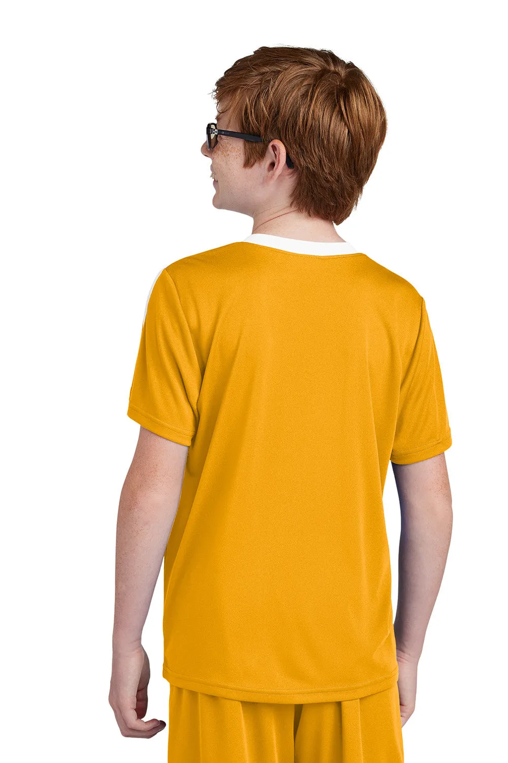 Sport-Tek Youth Moisture Wicking Competitor United Short Sleeve Crewneck T-Shirt - Gold/White