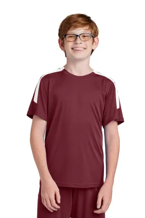 Sport-Tek Youth Moisture Wicking Competitor United Short Sleeve Crewneck T-Shirt - Maroon/White