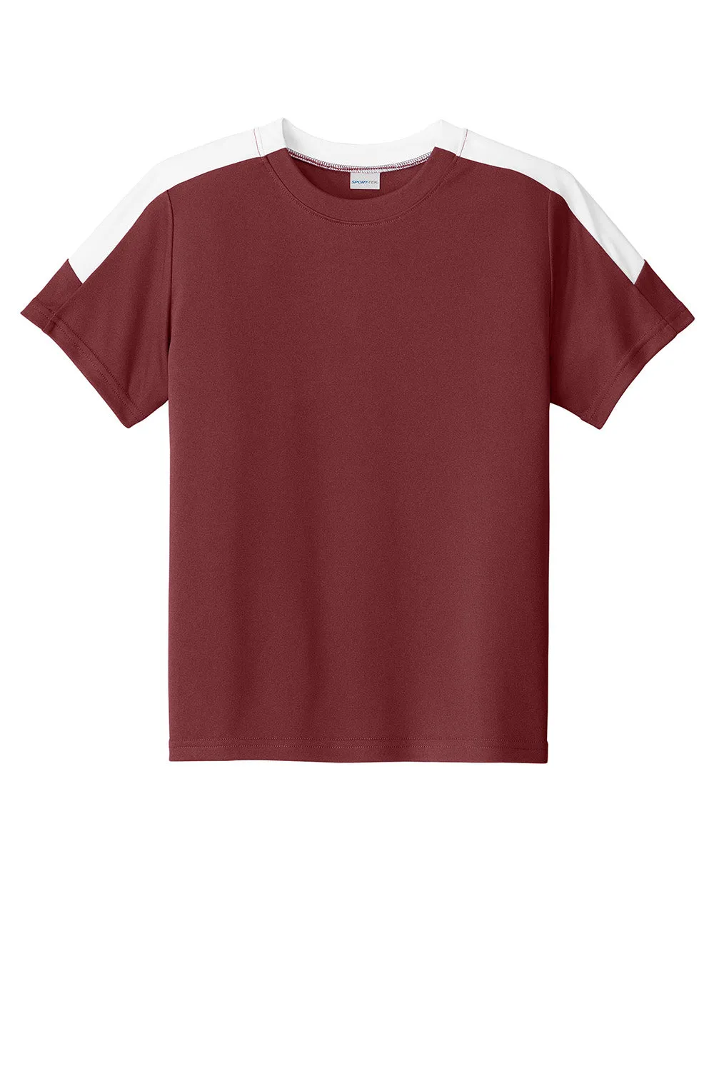 Sport-Tek Youth Moisture Wicking Competitor United Short Sleeve Crewneck T-Shirt - Maroon/White
