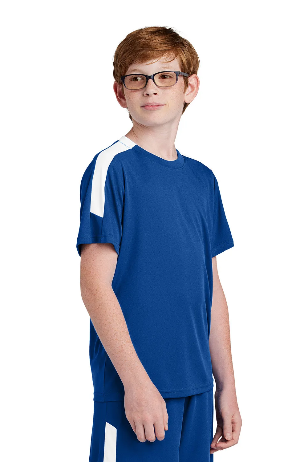 Sport-Tek Youth Moisture Wicking Competitor United Short Sleeve Crewneck T-Shirt - True Royal Blue/White