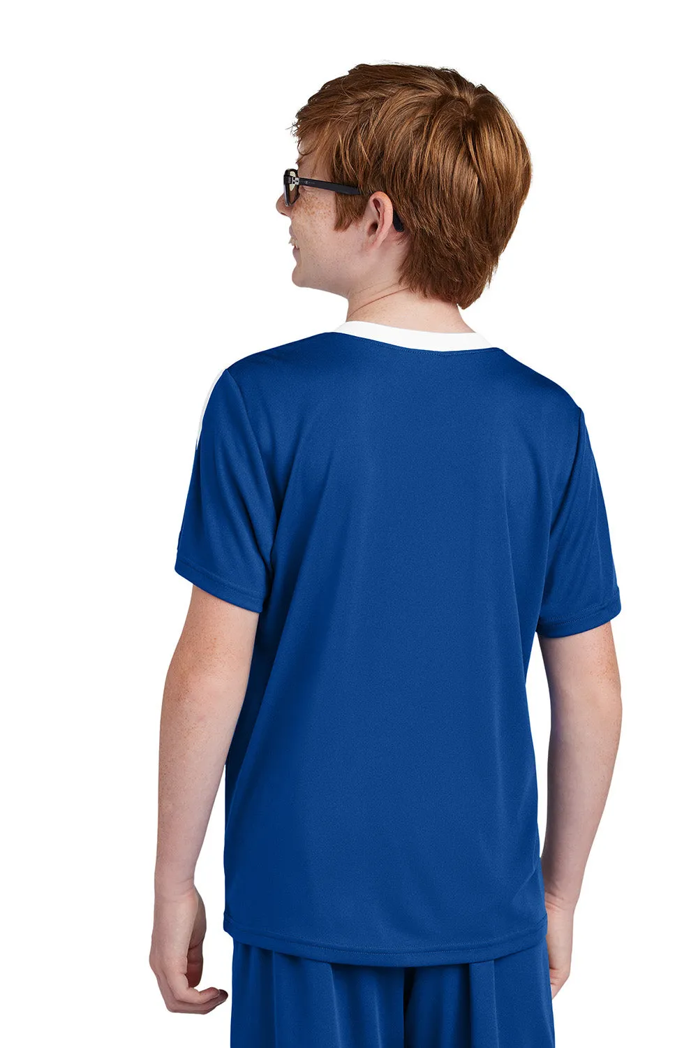 Sport-Tek Youth Moisture Wicking Competitor United Short Sleeve Crewneck T-Shirt - True Royal Blue/White