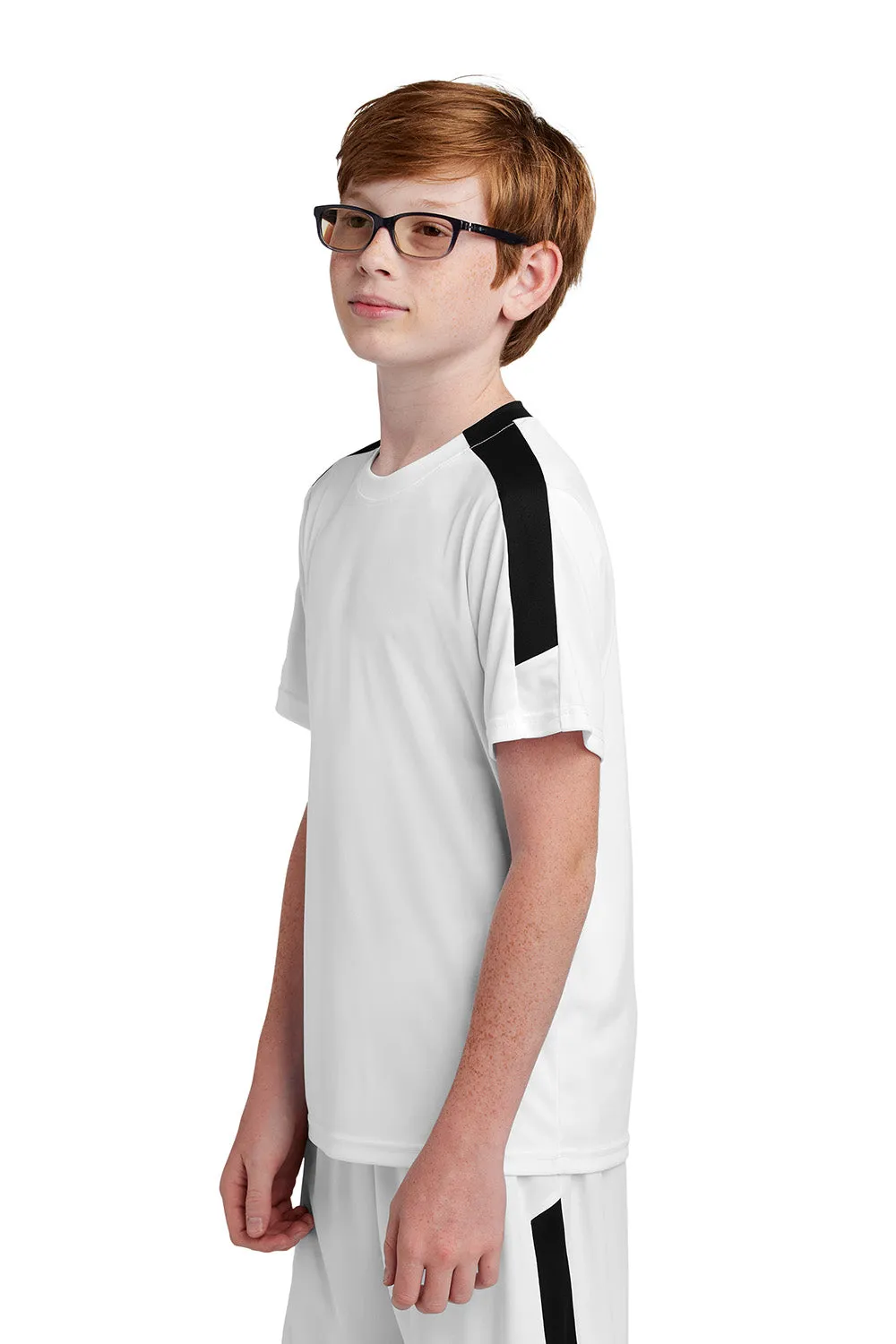 Sport-Tek Youth Moisture Wicking Competitor United Short Sleeve Crewneck T-Shirt - White/Black