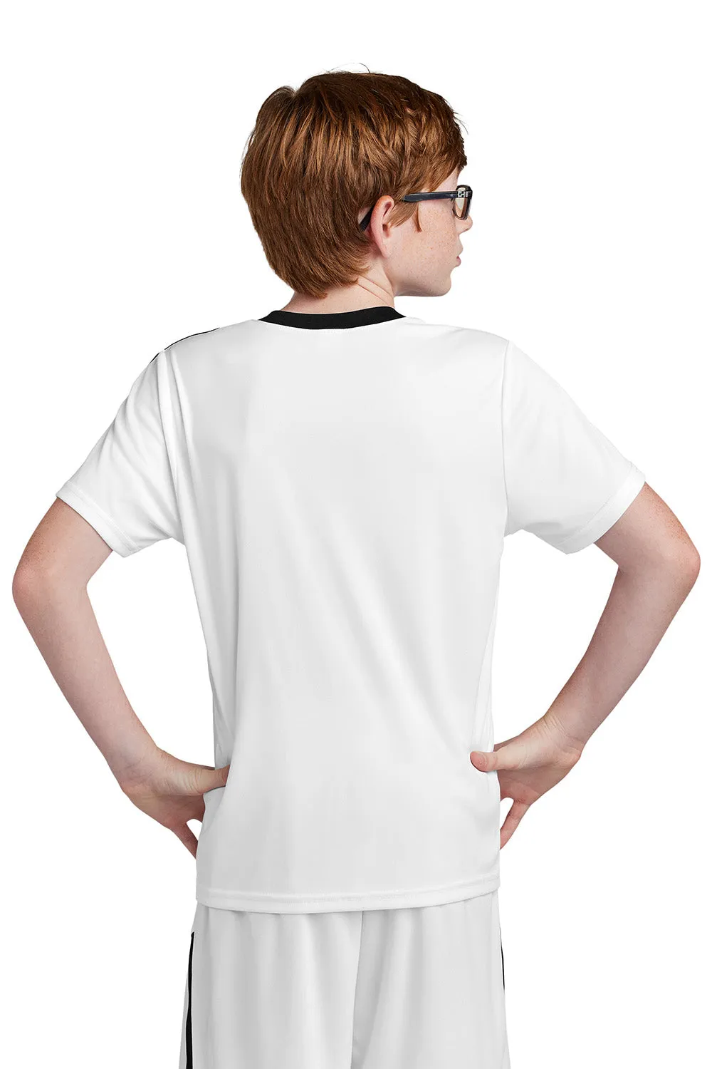 Sport-Tek Youth Moisture Wicking Competitor United Short Sleeve Crewneck T-Shirt - White/Black