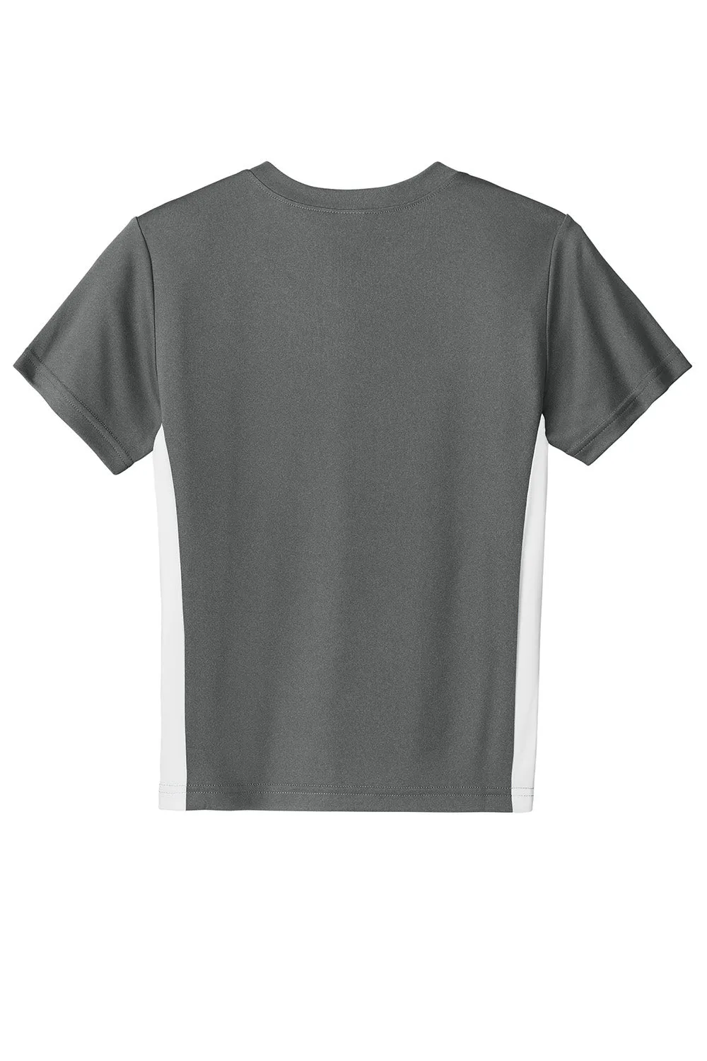 Sport-Tek Youth Moisture Wicking Competitor United Short Sleeve V-Neck T-Shirt - Iron Grey/White
