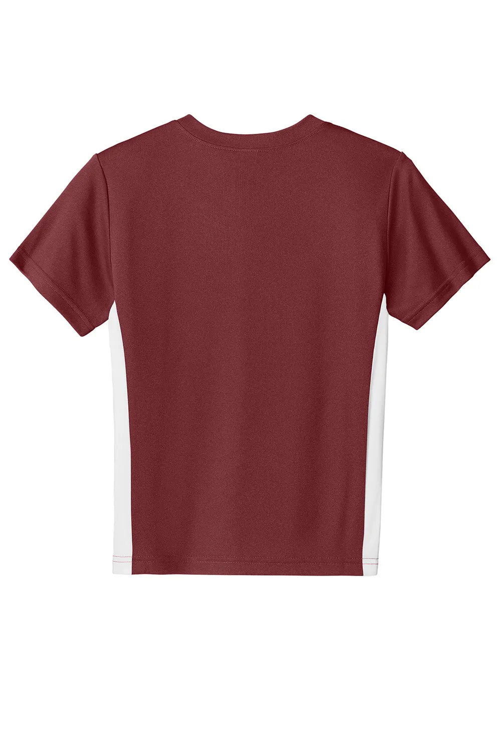Sport-Tek Youth Moisture Wicking Competitor United Short Sleeve V-Neck T-Shirt - Maroon/White