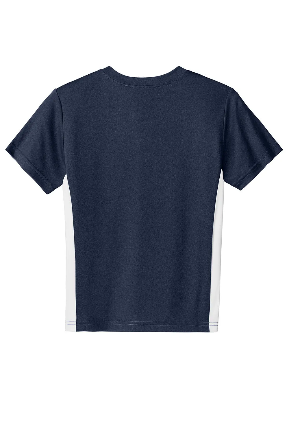 Sport-Tek Youth Moisture Wicking Competitor United Short Sleeve V-Neck T-Shirt - True Navy Blue/White