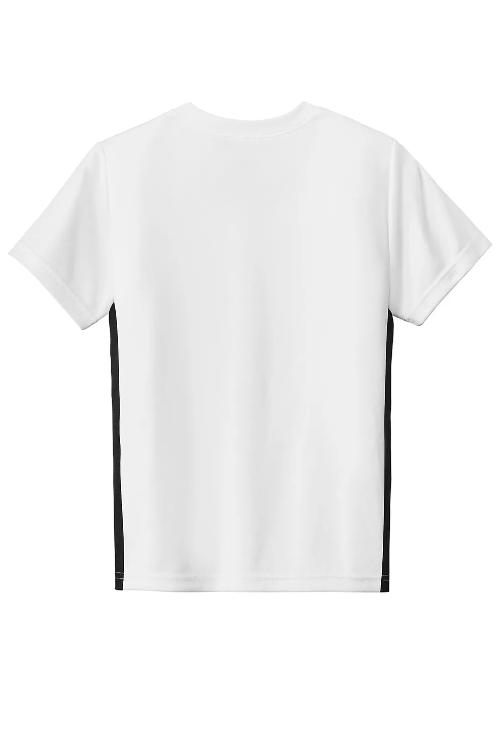 Sport-Tek Youth Moisture Wicking Competitor United Short Sleeve V-Neck T-Shirt - White/Black