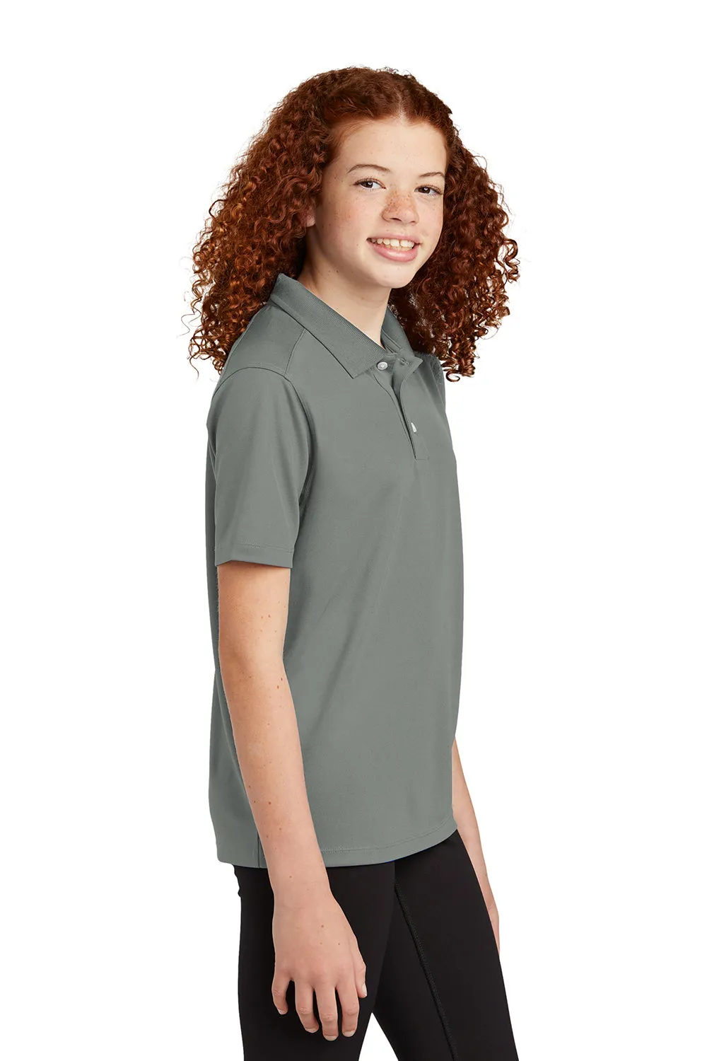 Sport-Tek Youth Moisture Wicking Micropique Short Sleeve Polo Shirt - Concrete Grey