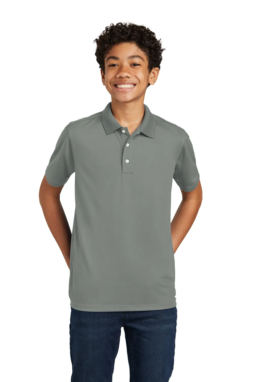 Sport-Tek Youth Moisture Wicking Micropique Short Sleeve Polo Shirt - Concrete Grey
