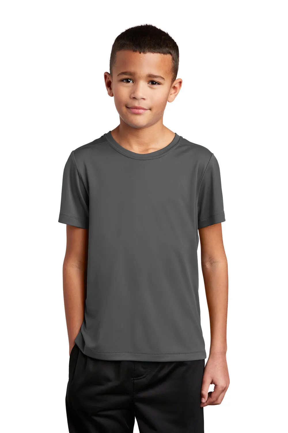 Sport-Tek Youth Moisture Wicking Short Sleeve Crewneck T-Shirt - Dark Smoke Grey