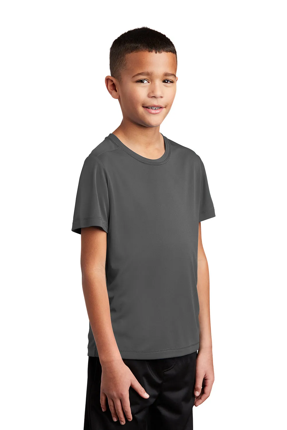 Sport-Tek Youth Moisture Wicking Short Sleeve Crewneck T-Shirt - Dark Smoke Grey