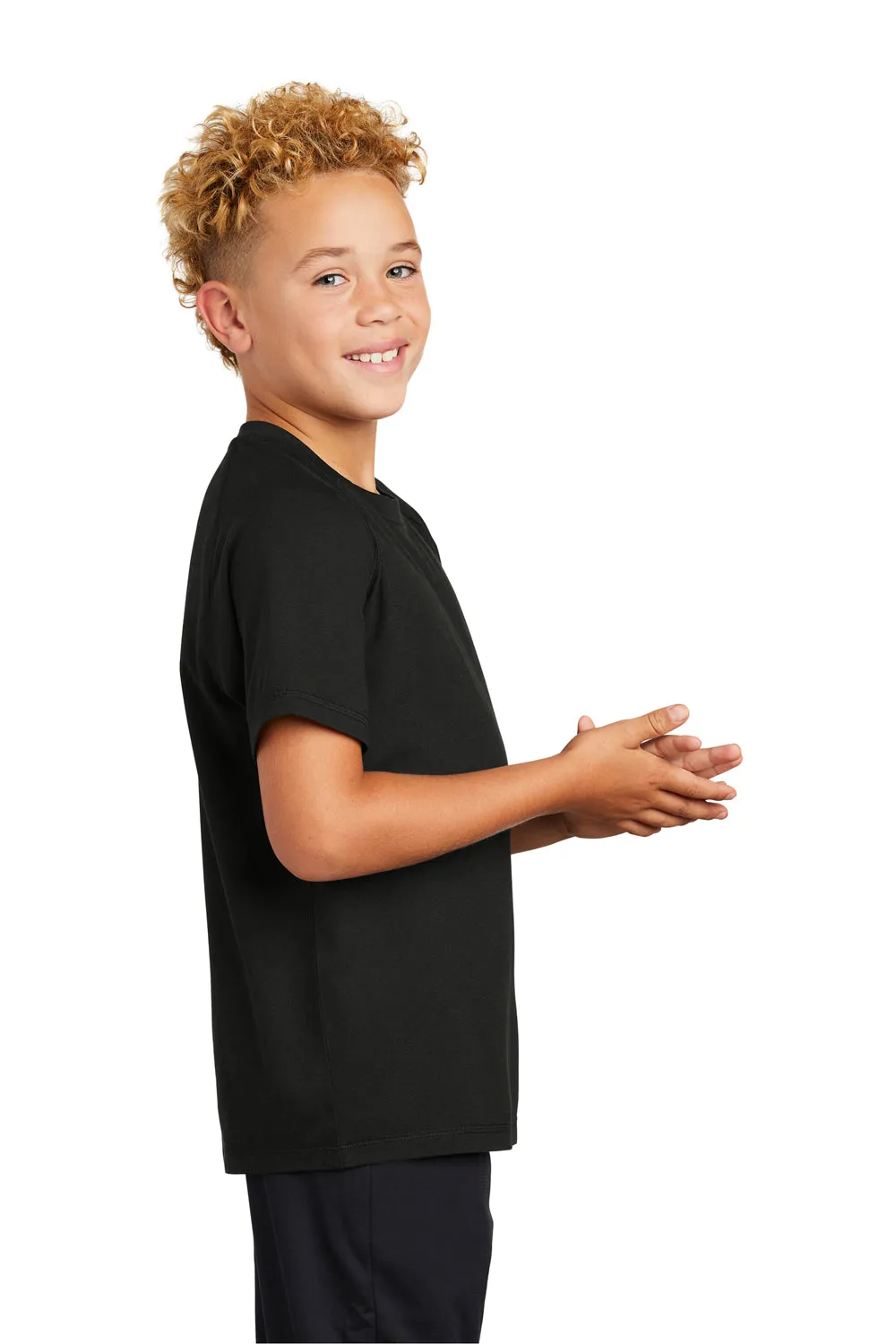 Sport-Tek Youth Moisture Wicking Short Sleeve Crewneck T-Shirt - Heather Black
