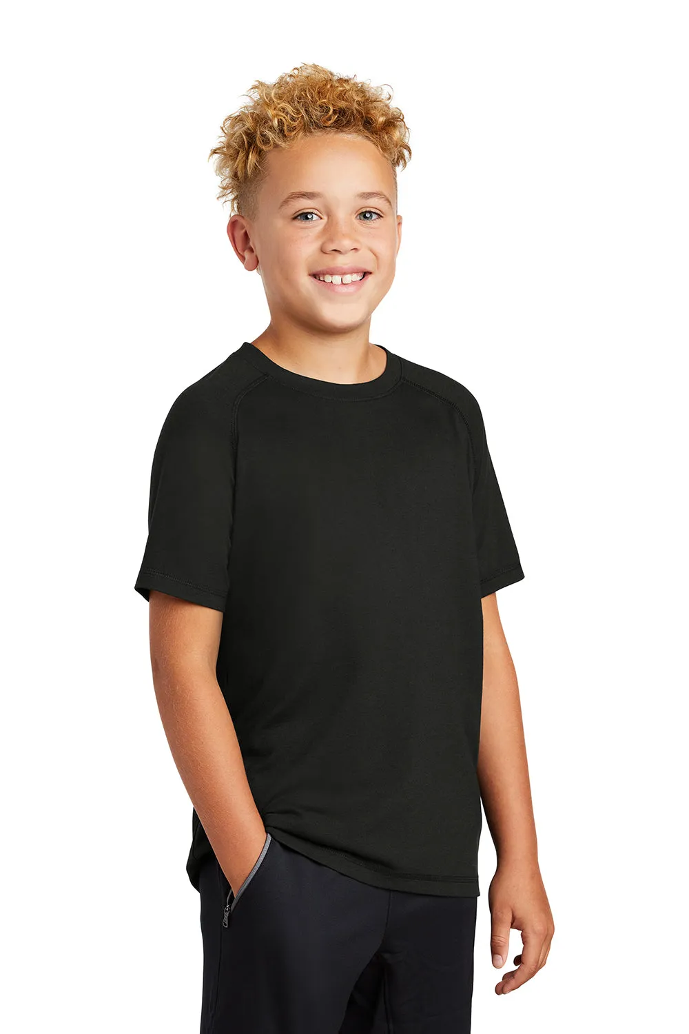 Sport-Tek Youth Moisture Wicking Short Sleeve Crewneck T-Shirt - Heather Black