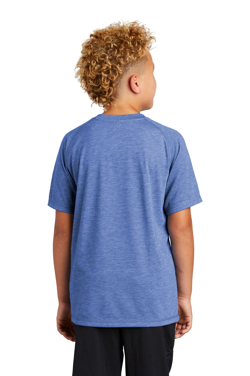 Sport-Tek Youth Moisture Wicking Short Sleeve Crewneck T-Shirt - Heather True Royal Blue