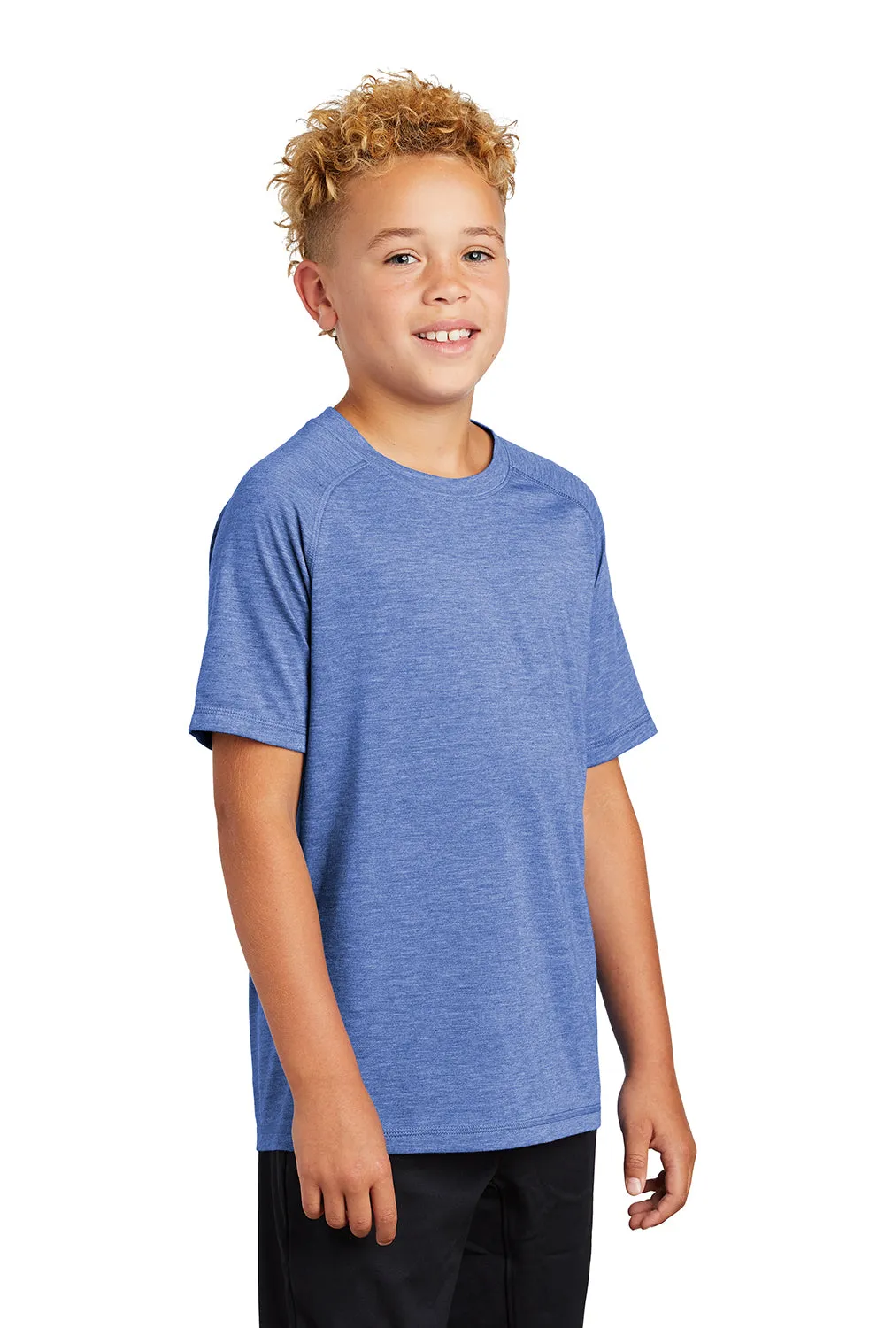 Sport-Tek Youth Moisture Wicking Short Sleeve Crewneck T-Shirt - Heather True Royal Blue