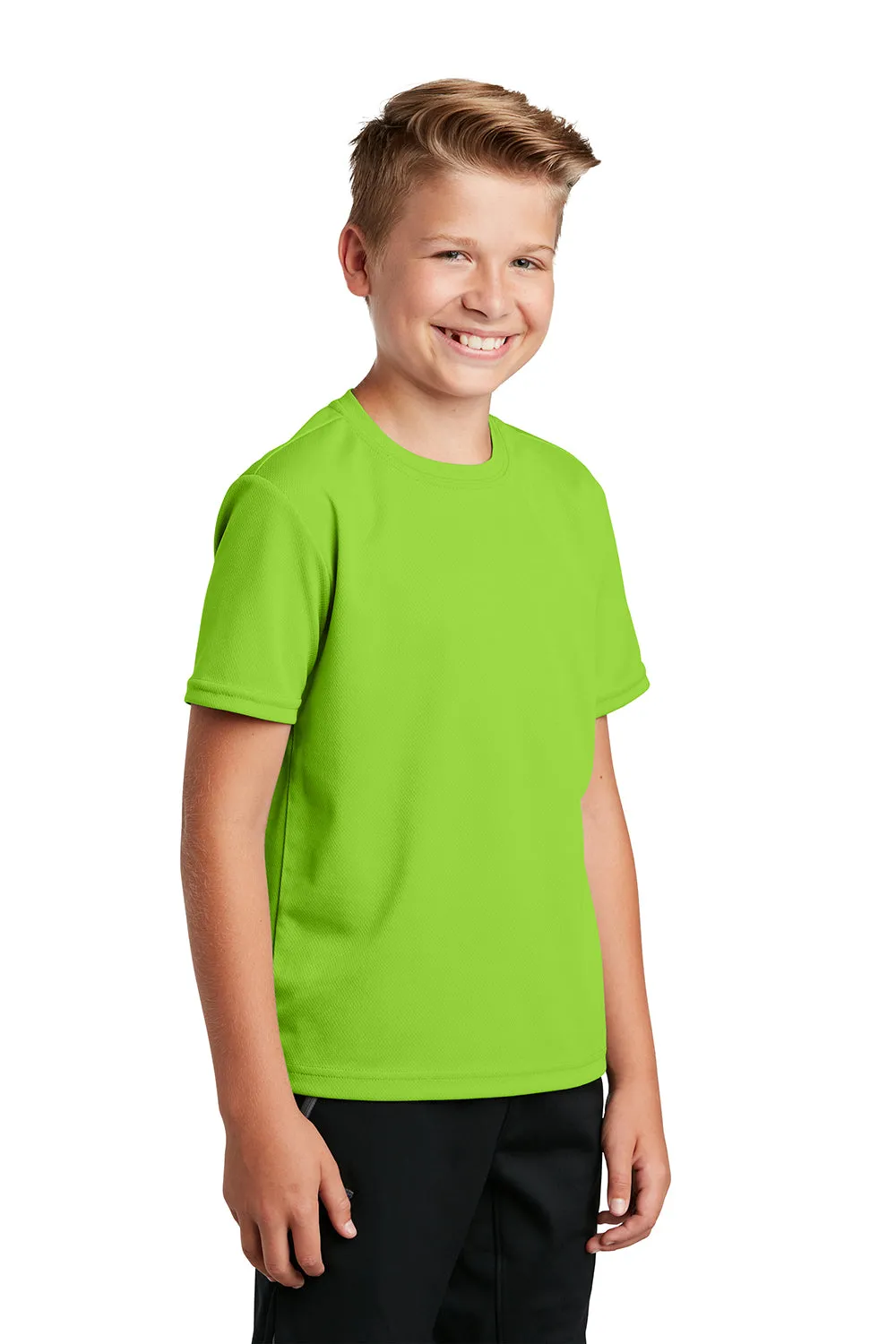 Sport-Tek Youth RacerMesh Moisture Wicking Short Sleeve Crewneck T-Shirt - Neon Green