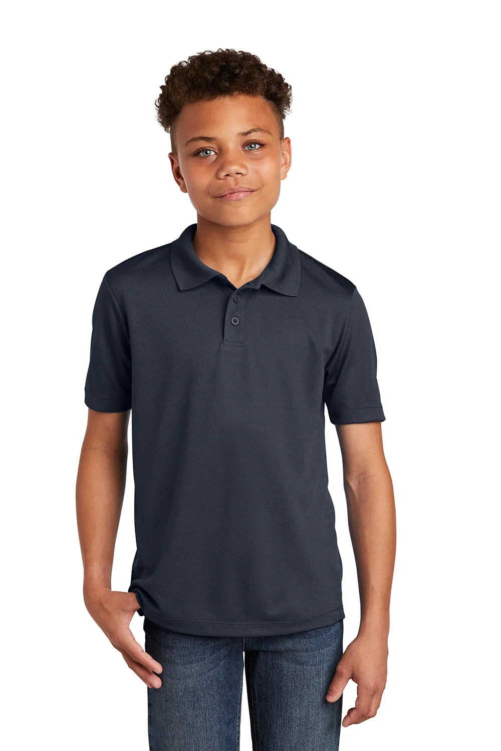 Sport-Tek Youth RacerMesh Moisture Wicking Short Sleeve Polo Shirt - Graphite Grey