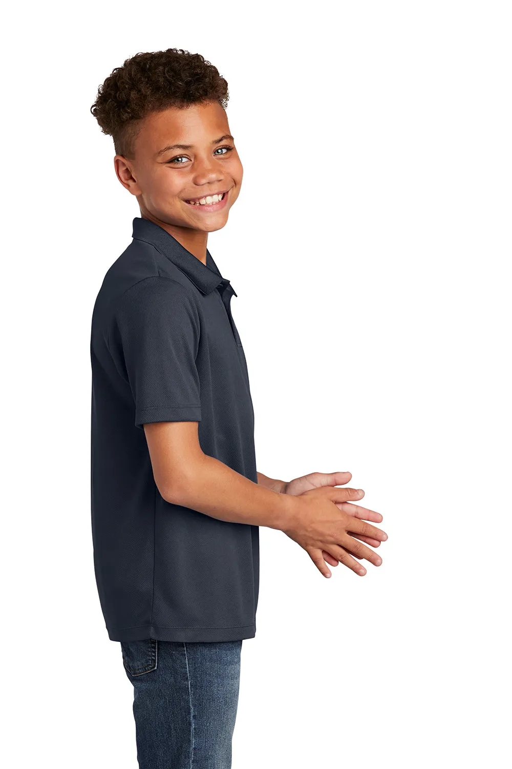 Sport-Tek Youth RacerMesh Moisture Wicking Short Sleeve Polo Shirt - Graphite Grey
