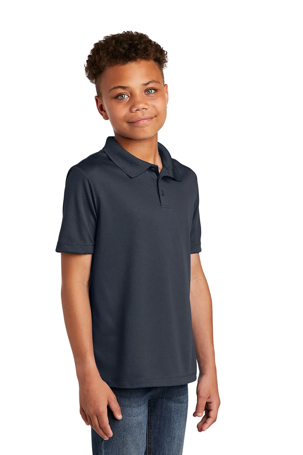 Sport-Tek Youth RacerMesh Moisture Wicking Short Sleeve Polo Shirt - Graphite Grey