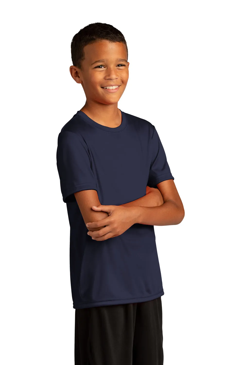 Sport-Tek Youth Re-Compete Moisture Wicking Short Sleeve Crewneck T-Shirt - True Navy Blue