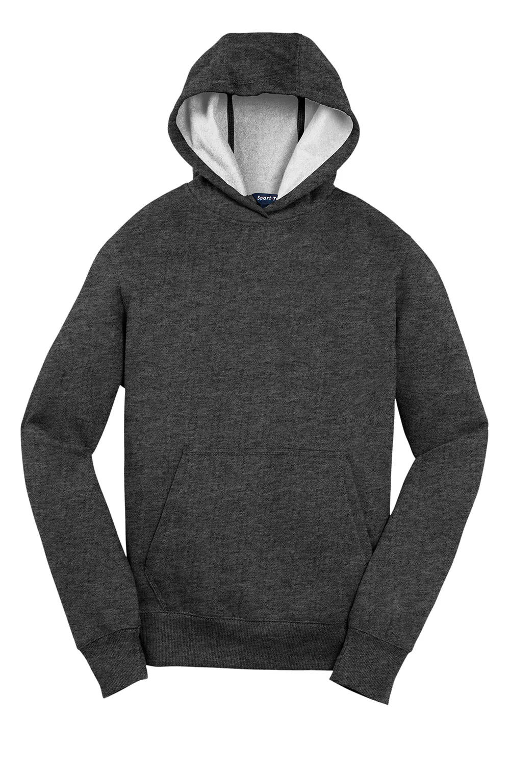 Sport-Tek Youth Shrink Resistant Fleece Hooded Sweatshirt Hoodie w/ Pouch Pocket - Heather Graphite Grey Clothing Sport-Tek