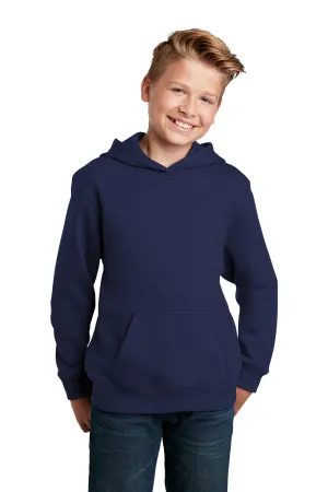 Sport-Tek Youth Shrink Resistant Fleece Hooded Sweatshirt Hoodie w/ Pouch Pocket - True Navy Blue Clothing Sport-Tek