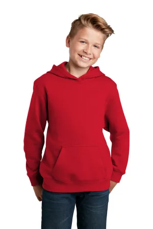 Sport-Tek Youth Shrink Resistant Fleece Hooded Sweatshirt Hoodie w/ Pouch Pocket - True Red