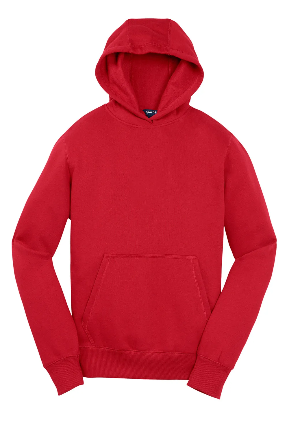 Sport-Tek Youth Shrink Resistant Fleece Hooded Sweatshirt Hoodie w/ Pouch Pocket - True Red