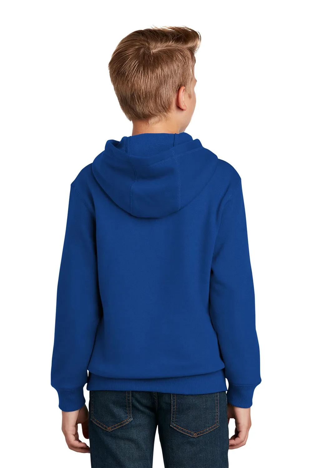 Sport-Tek Youth Shrink Resistant Fleece Hooded Sweatshirt Hoodie w/ Pouch Pocket - True Royal Blue