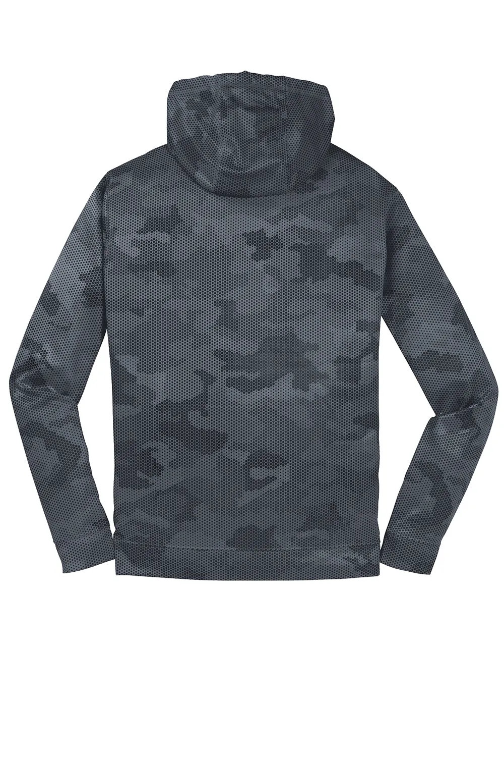 Sport-Tek Youth Sport-Wick CamoHex Moisture Wicking Fleece Hooded Sweatshirt Hoodie w/ Pouch Pocket - Dark Smoke Grey