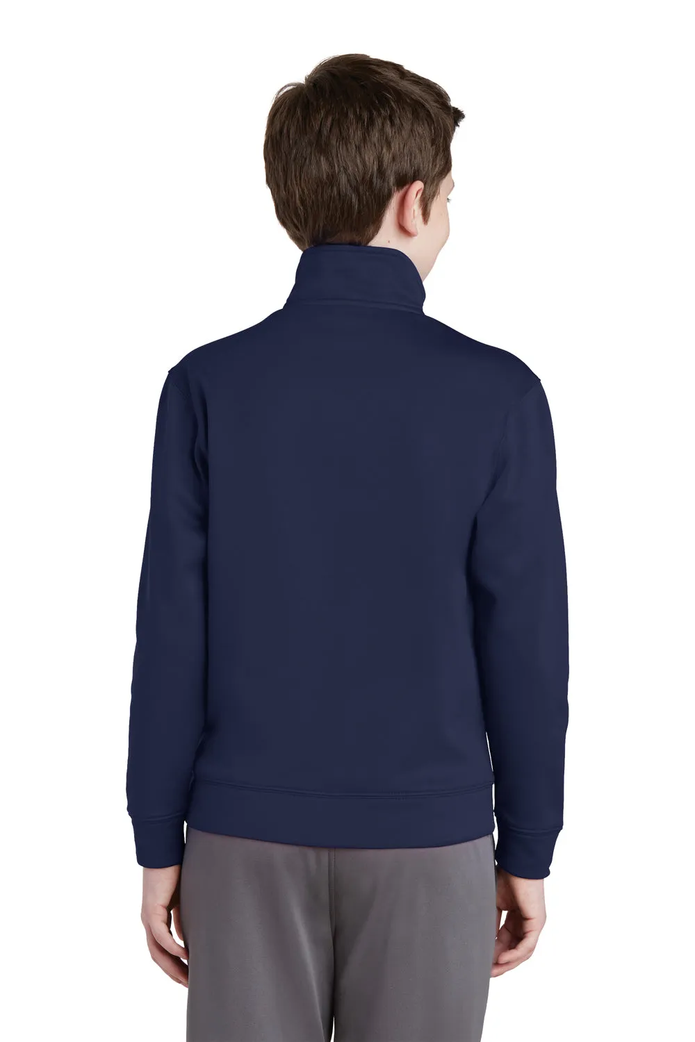 Sport-Tek Youth Sport-Wick Moisture Wicking Fleece Full Zip Sweatshirt w/ Pockets - Navy Blue