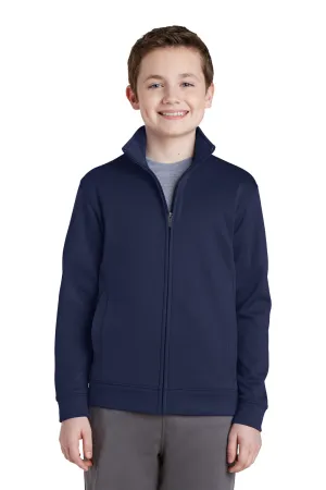 Sport-Tek Youth Sport-Wick Moisture Wicking Fleece Full Zip Sweatshirt w/ Pockets - Navy Blue