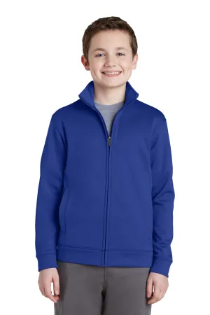 Sport-Tek Youth Sport-Wick Moisture Wicking Fleece Full Zip Sweatshirt w/ Pockets - True Royal Blue