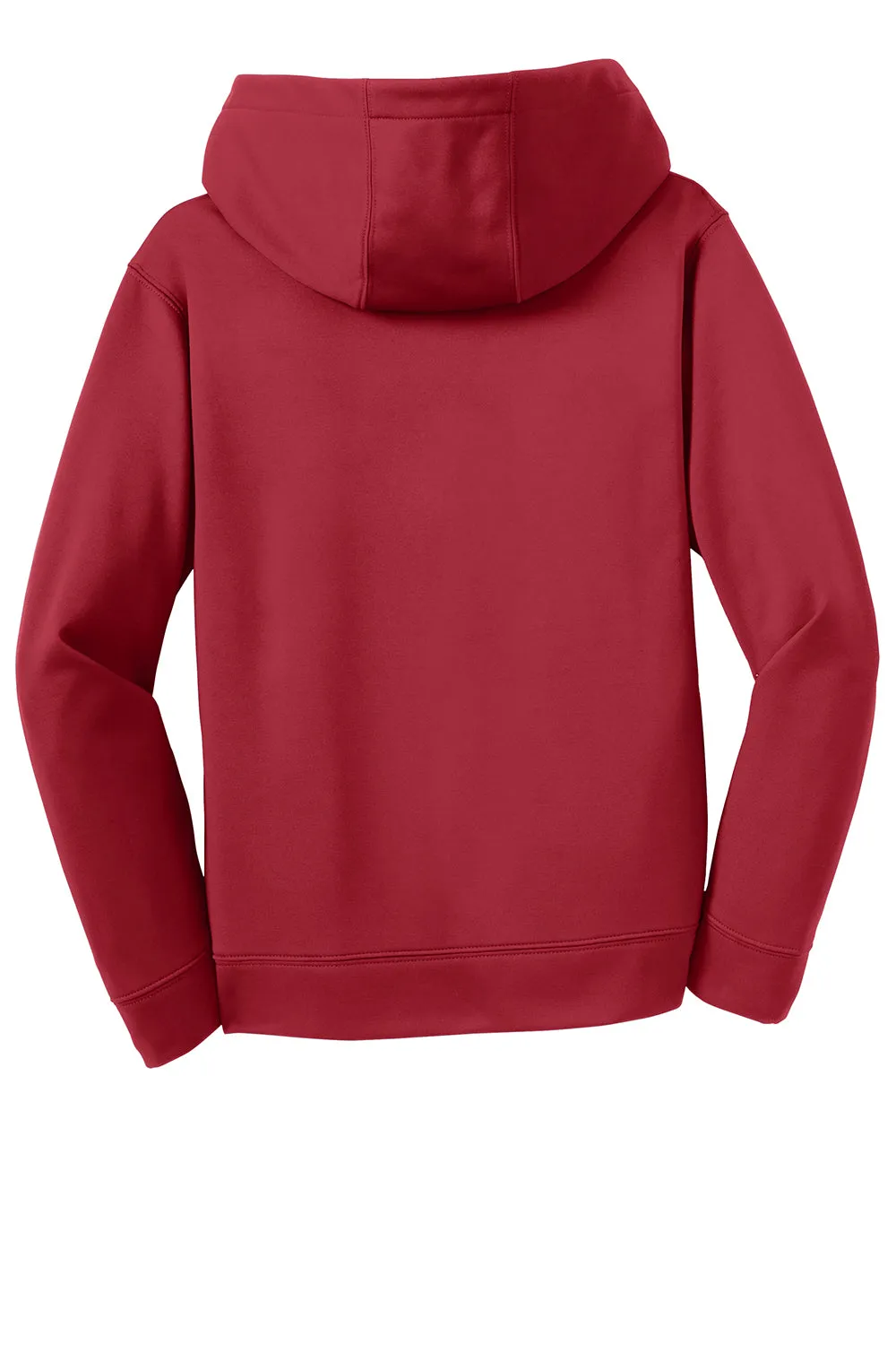 Sport-Tek Youth Sport-Wick Moisture Wicking Fleece Hooded Sweatshirt Hoodie w/ Pouch Pocket - Deep Red