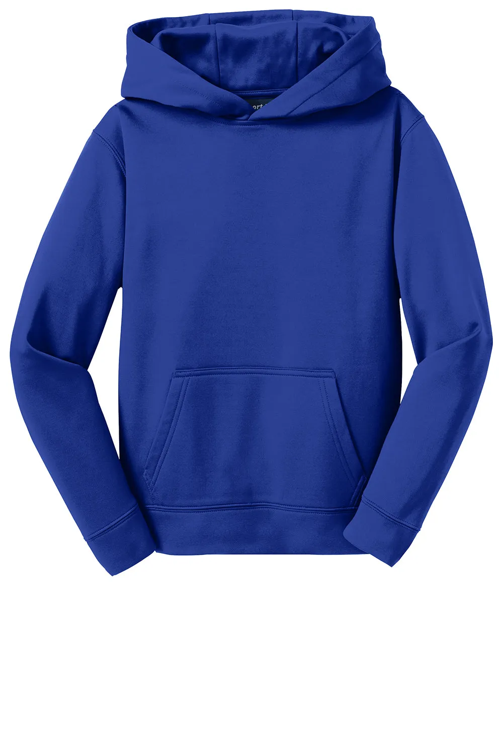 Sport-Tek Youth Sport-Wick Moisture Wicking Fleece Hooded Sweatshirt Hoodie w/ Pouch Pocket - True Royal Blue