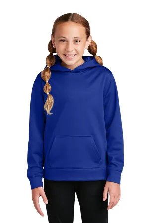 Sport-Tek Youth Sport-Wick Moisture Wicking Fleece Hooded Sweatshirt Hoodie w/ Pouch Pocket - True Royal Blue