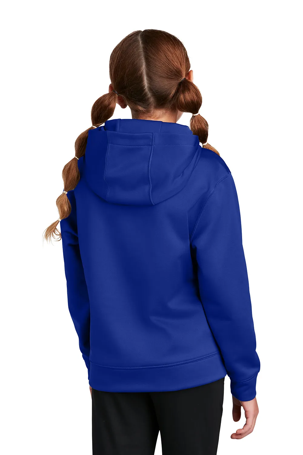 Sport-Tek Youth Sport-Wick Moisture Wicking Fleece Hooded Sweatshirt Hoodie w/ Pouch Pocket - True Royal Blue