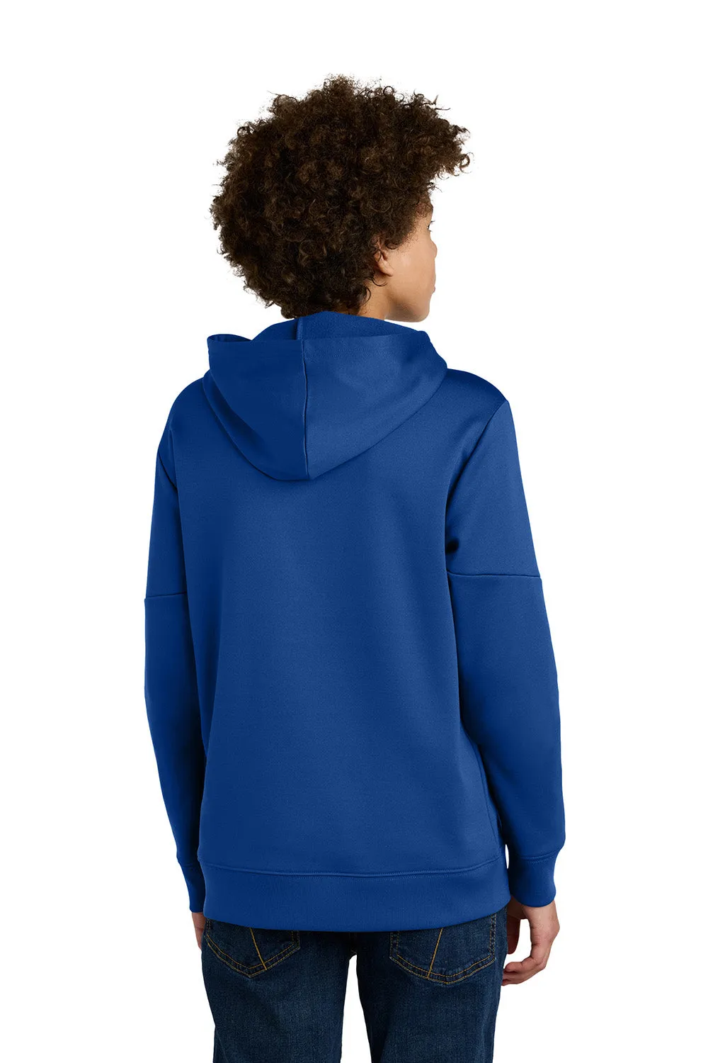 Sport-Tek Youth Sport-Wick Moisture Wicking United Fleece Hooded Sweatshirt Hoodie w/ Pouch Pocket - True Royal Blue/White